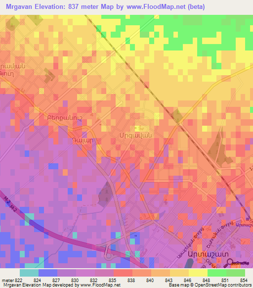 Mrgavan,Armenia Elevation Map