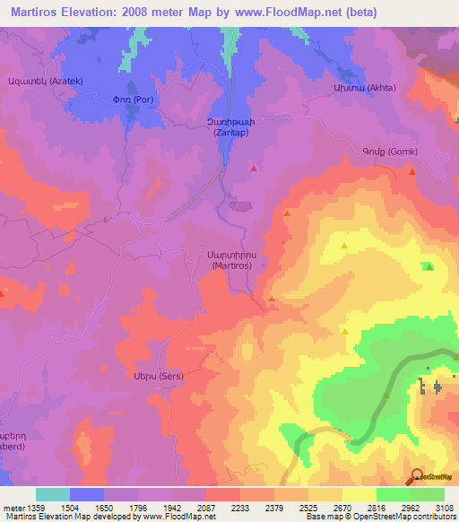 Martiros,Armenia Elevation Map