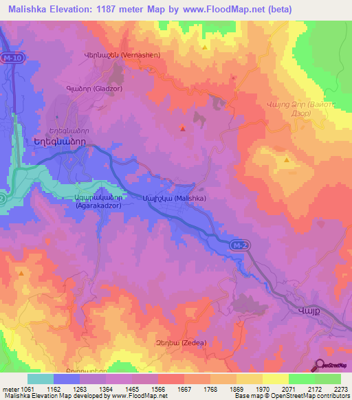 Malishka,Armenia Elevation Map