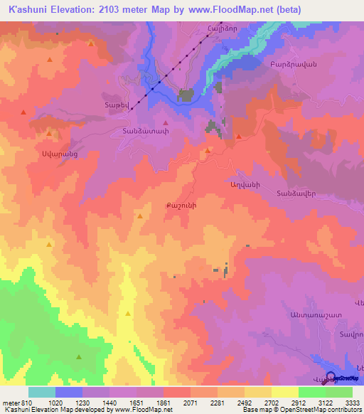 K'ashuni,Armenia Elevation Map