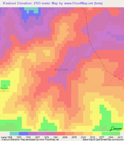 K'ashuni,Armenia Elevation Map