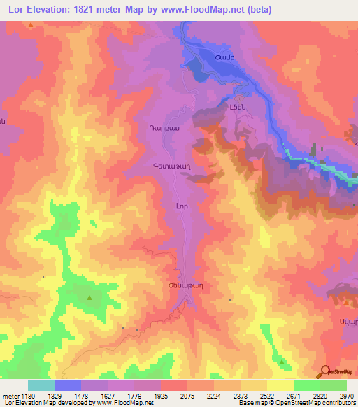 Lor,Armenia Elevation Map