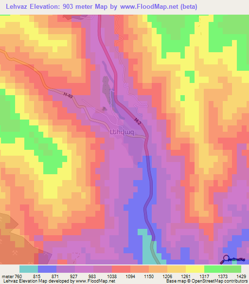 Lehvaz,Armenia Elevation Map