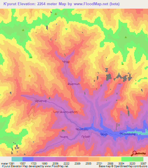 K'yurut,Armenia Elevation Map