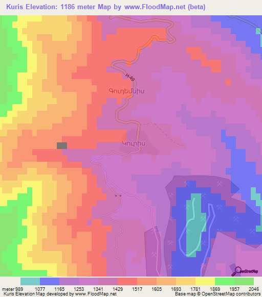 Kuris,Armenia Elevation Map