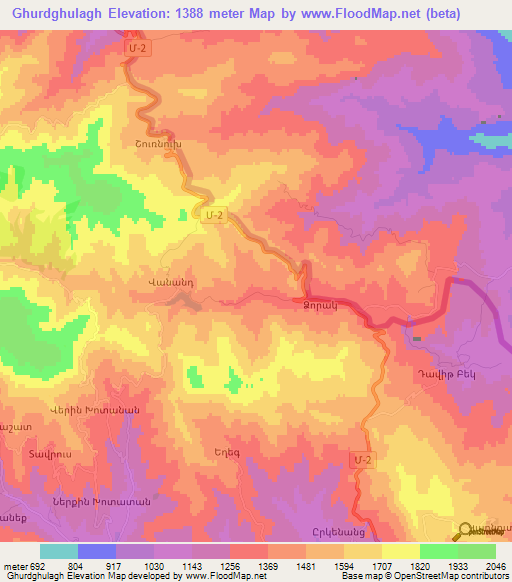 Ghurdghulagh,Armenia Elevation Map