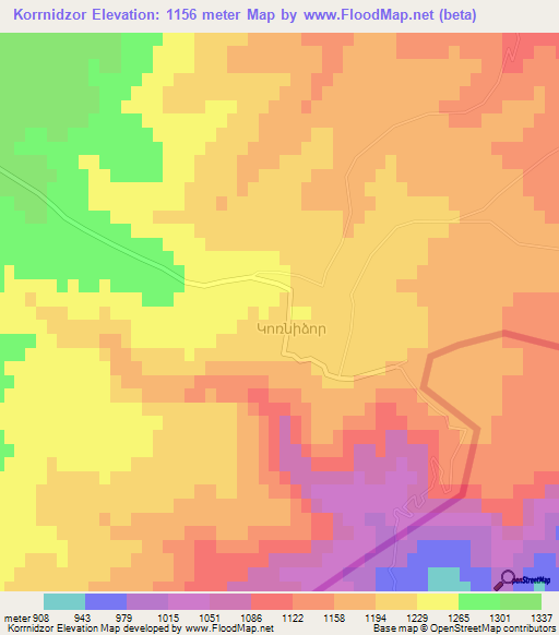 Korrnidzor,Armenia Elevation Map