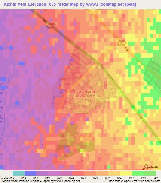 Kichik Vedi,Armenia Elevation Map