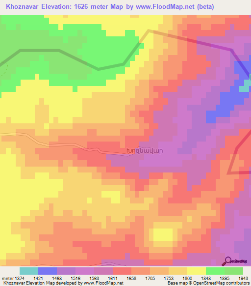 Khoznavar,Armenia Elevation Map