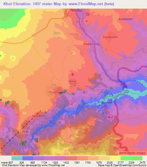 Khot,Armenia Elevation Map