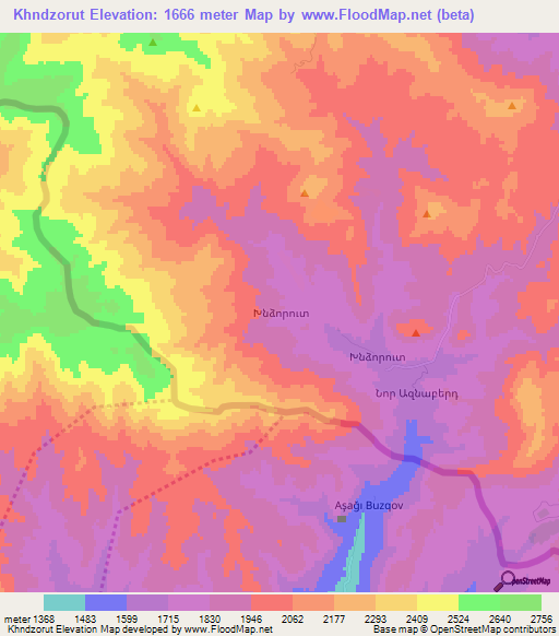 Khndzorut,Armenia Elevation Map