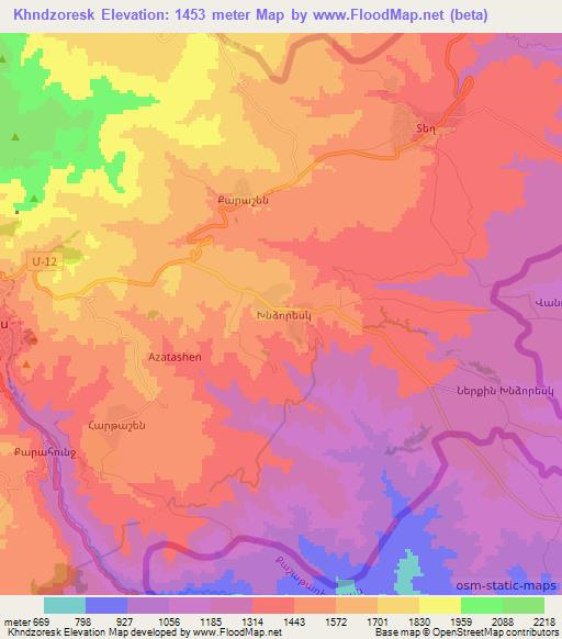 Khndzoresk,Armenia Elevation Map