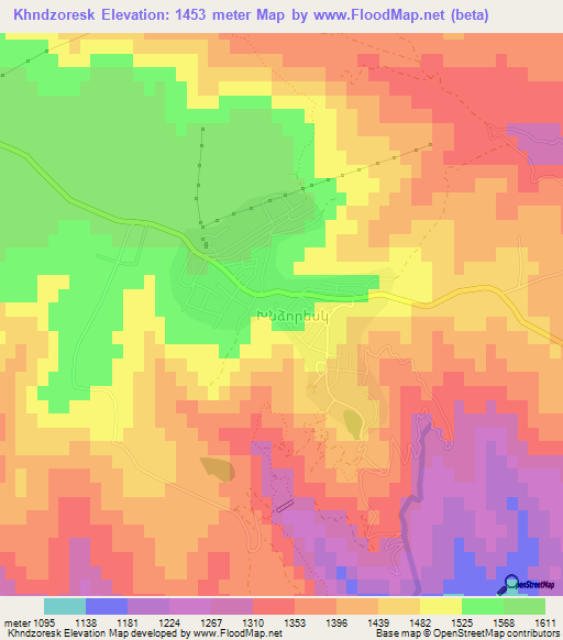 Khndzoresk,Armenia Elevation Map