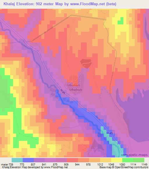 Khalaj,Armenia Elevation Map