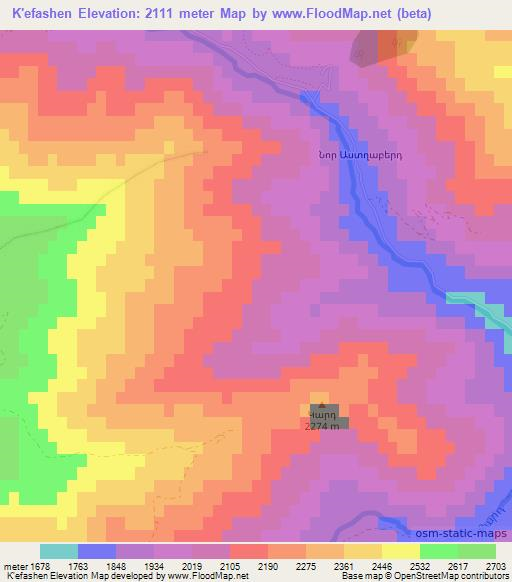 K'efashen,Armenia Elevation Map