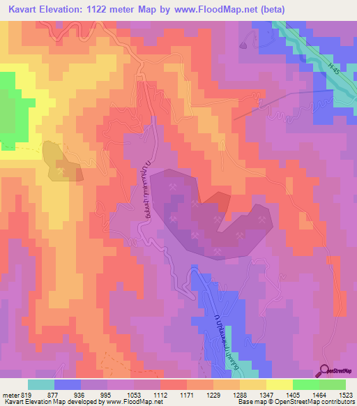 Kavart,Armenia Elevation Map