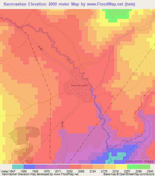 Karmrashen,Armenia Elevation Map