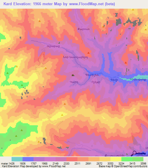 Kard,Armenia Elevation Map