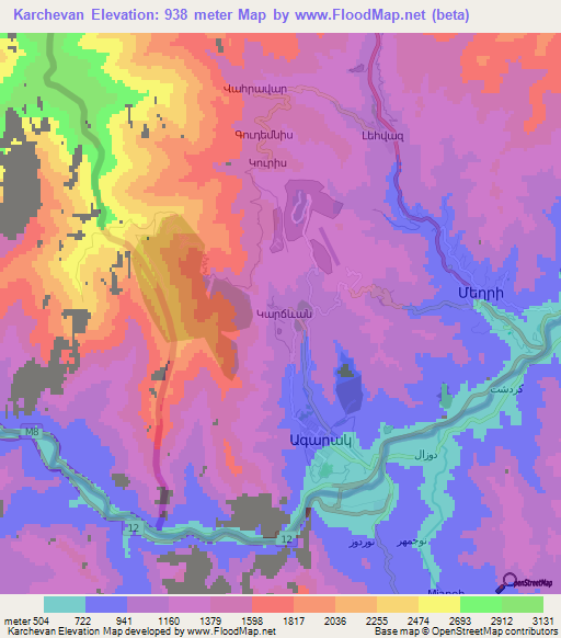 Karchevan,Armenia Elevation Map
