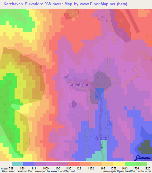 Karchevan,Armenia Elevation Map