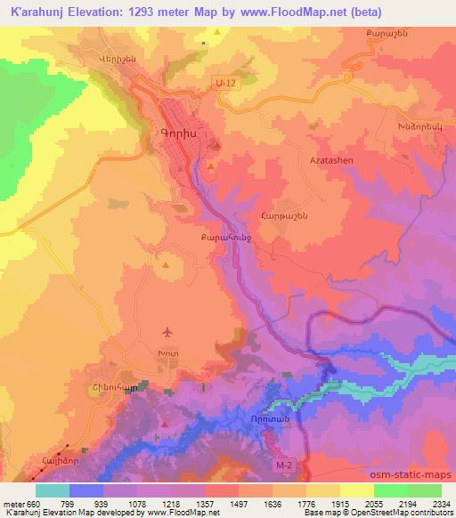 K'arahunj,Armenia Elevation Map