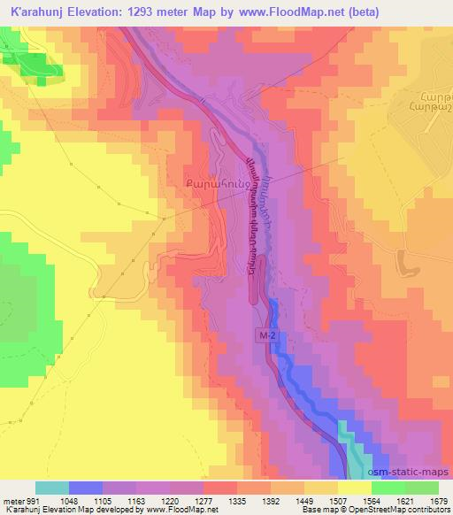 K'arahunj,Armenia Elevation Map