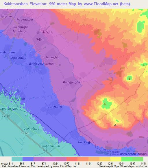Kakhtsrashen,Armenia Elevation Map