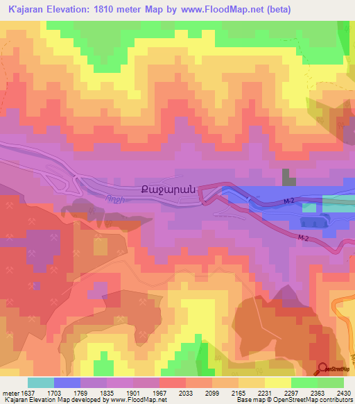 K'ajaran,Armenia Elevation Map