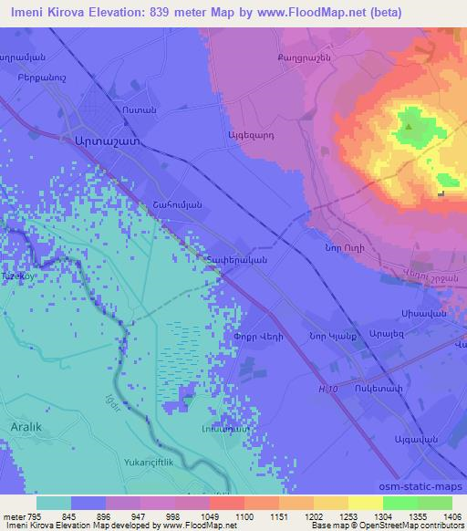 Imeni Kirova,Armenia Elevation Map