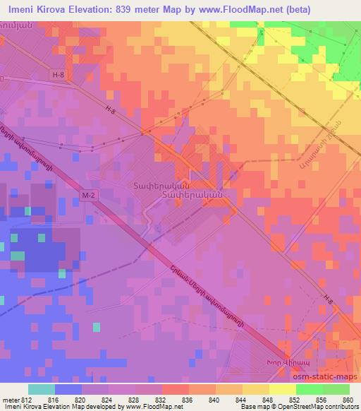 Imeni Kirova,Armenia Elevation Map