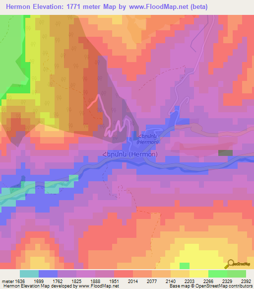Hermon,Armenia Elevation Map