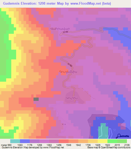 Gudemnis,Armenia Elevation Map