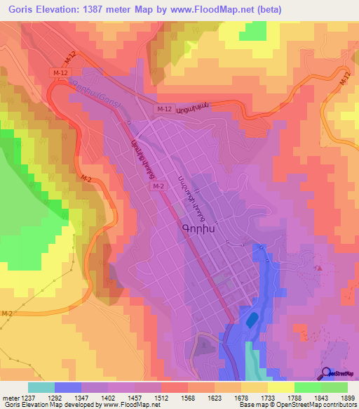 Goris,Armenia Elevation Map