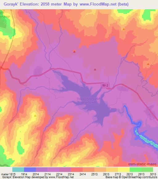 Gorayk',Armenia Elevation Map