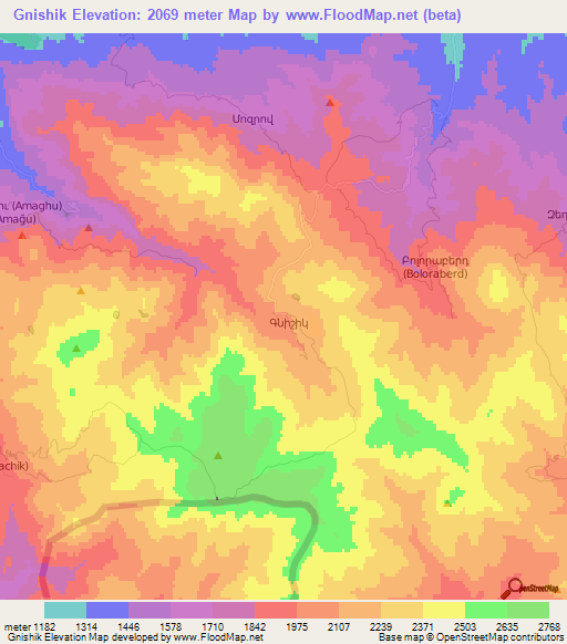 Gnishik,Armenia Elevation Map