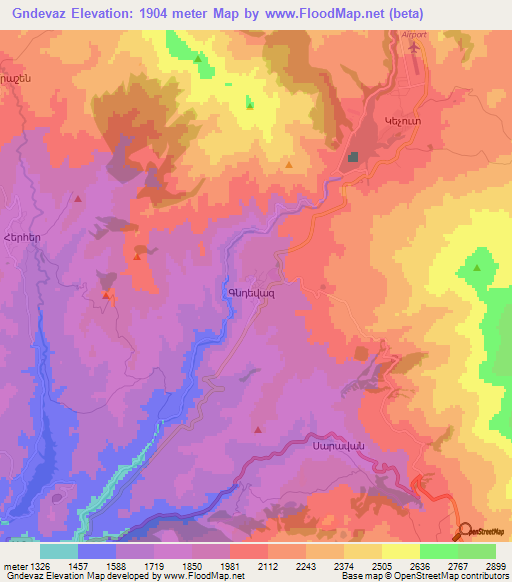 Gndevaz,Armenia Elevation Map