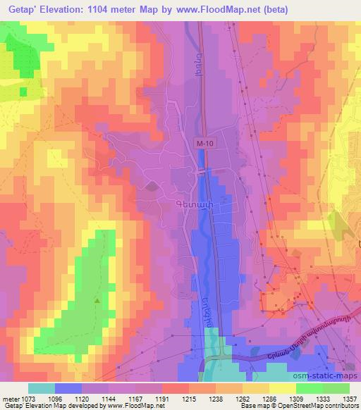Getap',Armenia Elevation Map