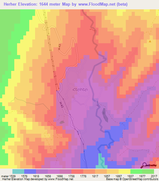 Herher,Armenia Elevation Map