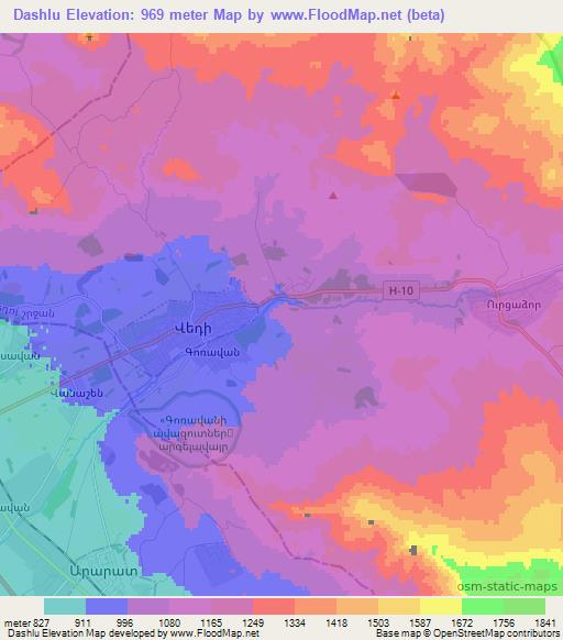 Dashlu,Armenia Elevation Map