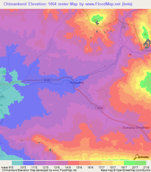 Chimankend,Armenia Elevation Map