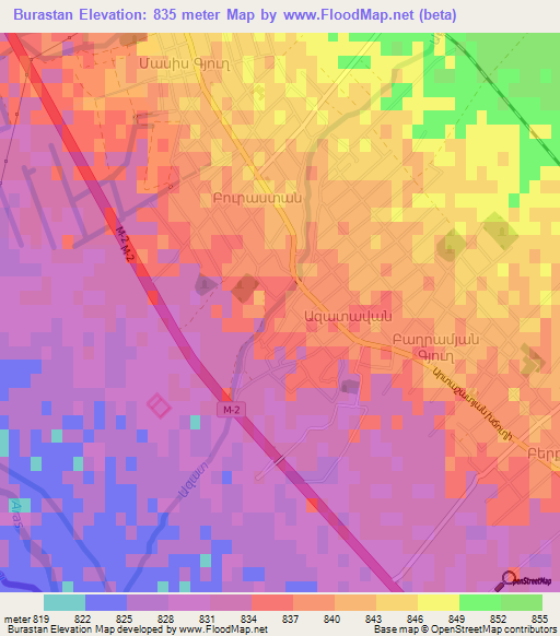 Burastan,Armenia Elevation Map