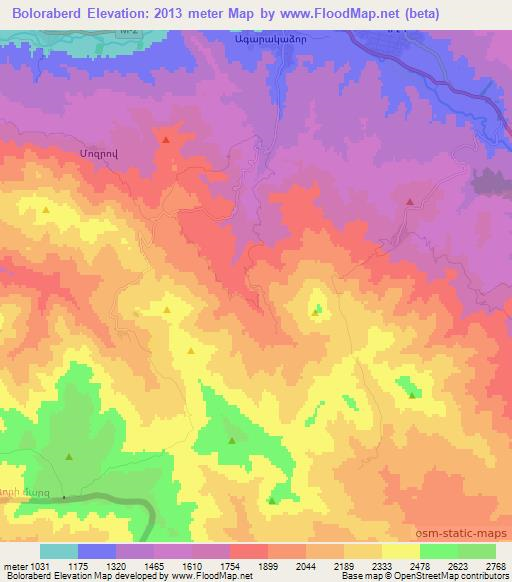 Boloraberd,Armenia Elevation Map