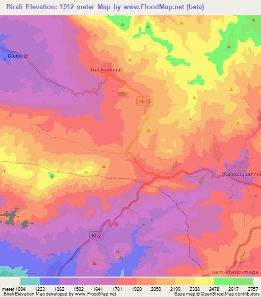 Birali,Armenia Elevation Map