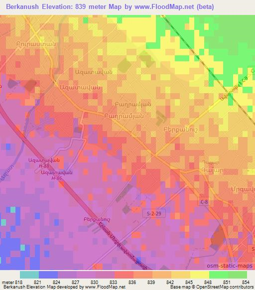 Berkanush,Armenia Elevation Map