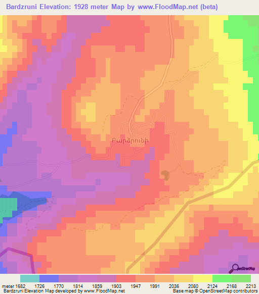 Bardzruni,Armenia Elevation Map