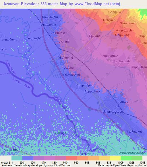 Azatavan,Armenia Elevation Map
