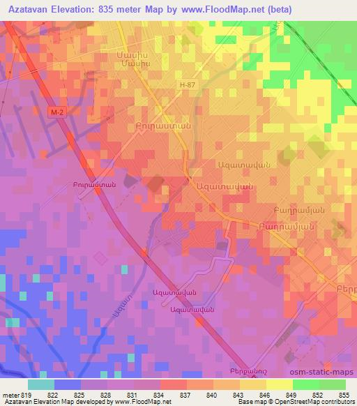 Azatavan,Armenia Elevation Map