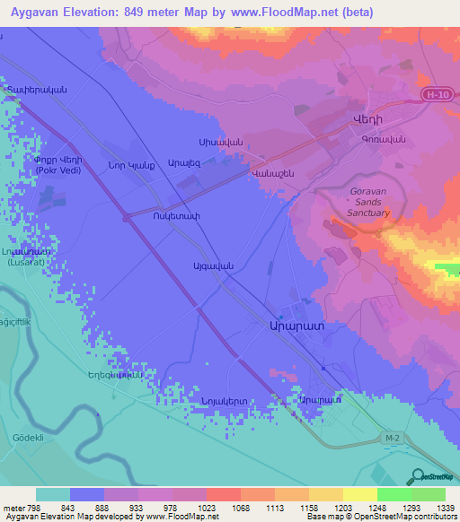 Aygavan,Armenia Elevation Map
