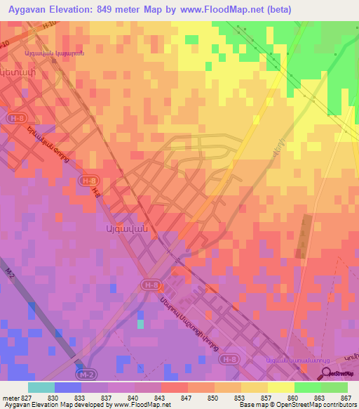 Aygavan,Armenia Elevation Map