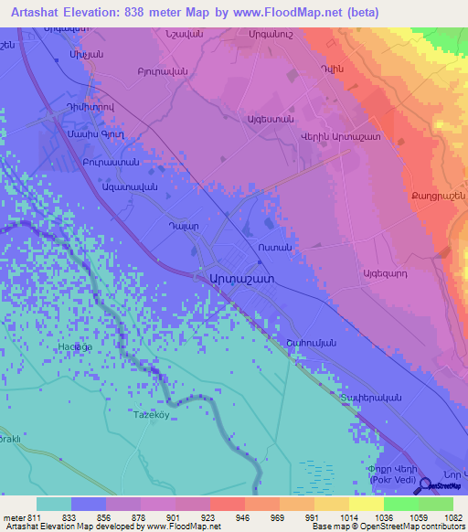 Artashat,Armenia Elevation Map